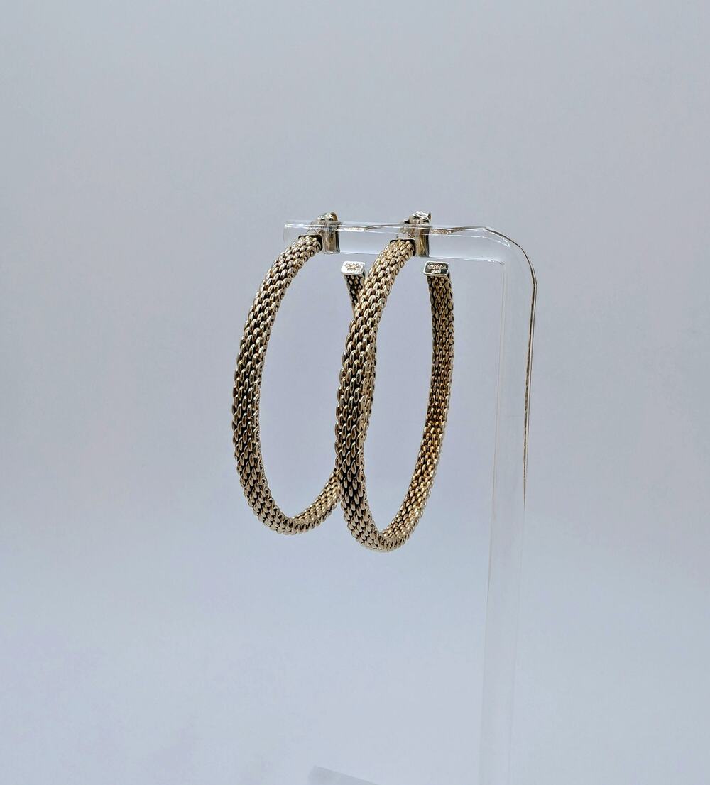 Tiffany & Co Large 2-in Somerset Mesh Sterling Silver Earrings Original Backs